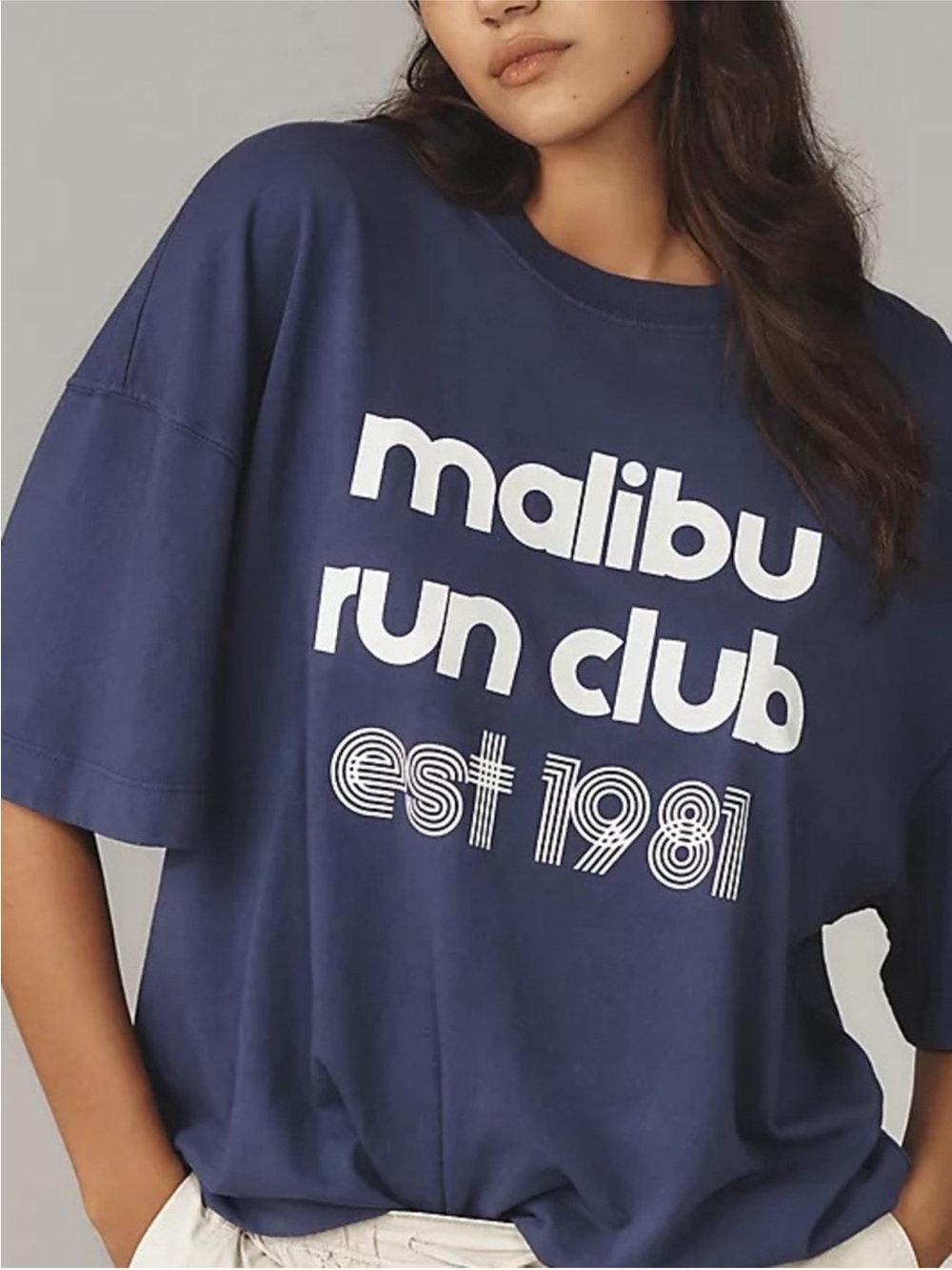 Anthropologie Ever Cotton Malibu Run Club Graphic Oversized Tee Small USA Made